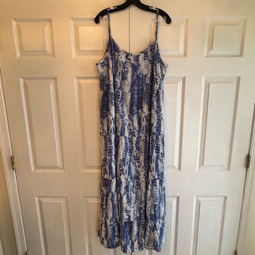 PrettyGarden Blue and White Spaghetti Strap Sundress